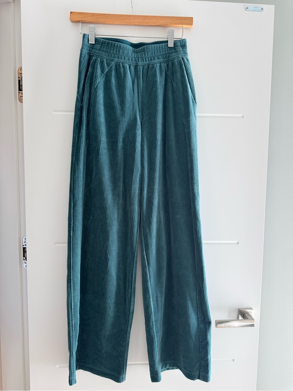 Lululemon Scuba Mid-Rise Wide-Leg Teal Corduroy Pants